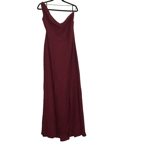 After Six One-Shoulder Draped Cowl-Neck Maxi Dress in Cabernet red NWT - Picture 3 of 8
